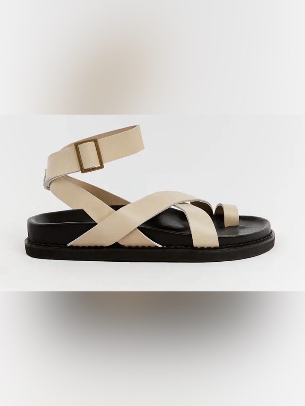 The Bali Tailor Leni Leather Gladiator Sandals Bone Black Size 37